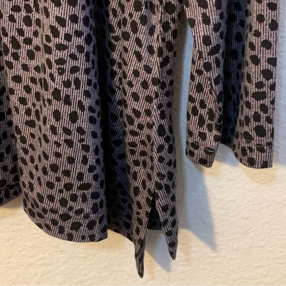 LISA RINNA Collection Faux Wrap Tunic 3X Gray Black Leopard V-Neck Long Sleeve. - Picture 6 of 13
